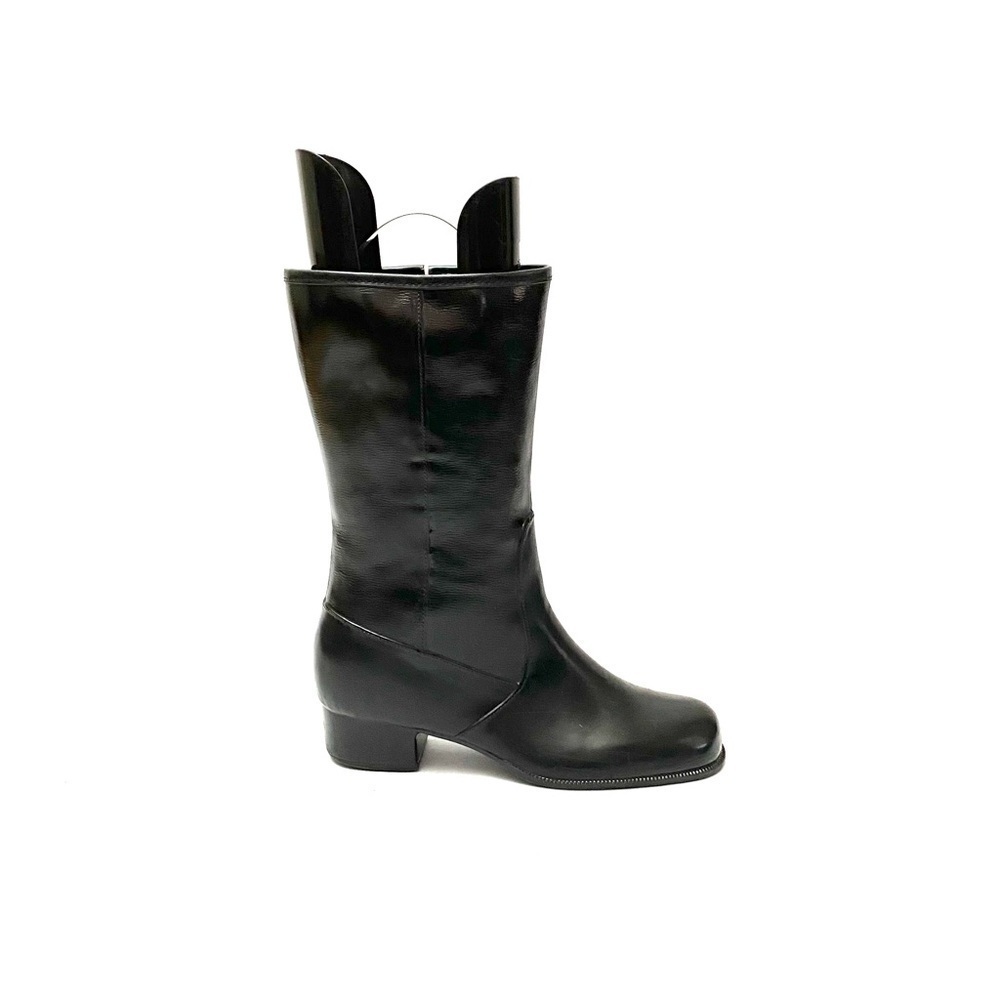 Vintage 1970s black rubber fleece lined rain boots